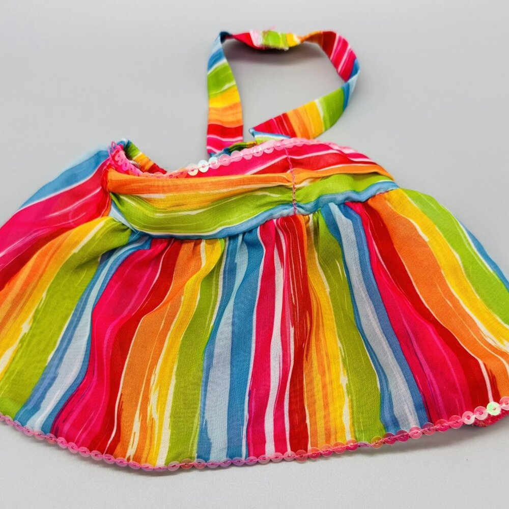 Build a Bear Rainbow Halter Top Jean‎ Shorts Sneakers Draw String Bag Clothes - Picture 3 of 9
